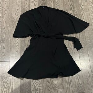 SHEIN Black Mini Wrap Dress